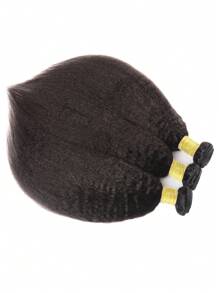 Kinky Straight Human Hair Bundles Virgin Human Hair Extensions Weave Brazilian 100% Unprocessed Bundles Human Hair - Natural Black - View 4