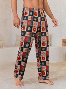 Manfinity ChillVibe Men's All-Over Print Casual Lounge Pants, Daily Leisure Wear - Black - View 4