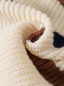 Young Boys Streetwear Contrast Striped Textured Knit Sweater Co-Ord Sets, Suitable For Autumn/Winter And School Wear - Multicolor - View 5