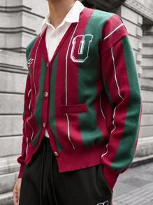 Manfinity VCAY 2 件套男士针织时尚错年青年休闲宽松长袖开衫和松紧腰直筒裤套装，适合秋冬 - 彩色 - 查看 7