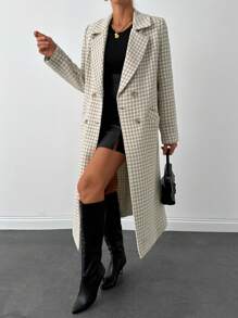 RueChic Houndstooth Coat With Pockets - Multicolor - View 3