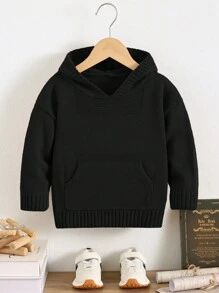 SHEIN Leap Crew Áo hoodie/áo len kiểu dáng sinh viên thường ngày, thời trang, dễ thương, trẻ trung, siêu mềm mại và thoải mái, phù hợp cho bé trai đi học, đồng phục học sinh, giữ ấm tốt. - màu đen - Xem 6