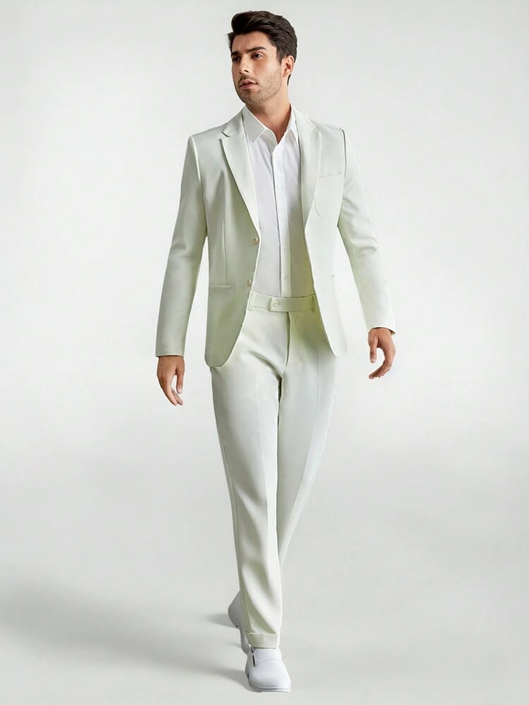 Men's Solid Color Suit With Long Pants