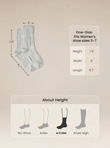 GLOWMODE Step Out Wool-Blend Seamless Toe Construction Crew Socks Daily Casual - Grey - View 7