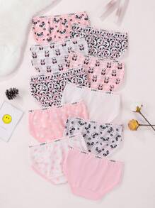 SHEIN 10pcs/Set Young Girl Cute Cartoon Animal Allover Print Underwear Briefs