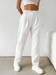 SHEIN EZwear Women Casual Versatile Solid Color Corduroy Pencil Pants