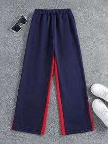 SHEIN Boys Cartoon & Letter Print Elastic Waist Drawstring Slanted Pockets Sports Sweatpants - Royal Blue - View 2