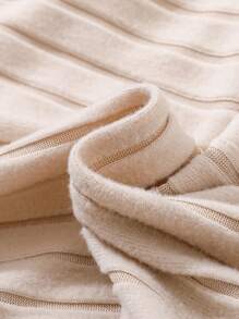 SHEIN Leap Crew Tween Girl Cozy Ribbed Button Flared Lantern Sleeve Ruffle Hem Casual Dress For Autumn/Winter - Apricot - View 3