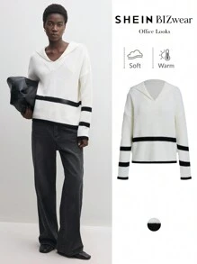 BizChic Sudadera con capucha blanca, moda para mujer, ropa de oficina, jersey para primavera y verano - Blanco y Negro - Ver 12