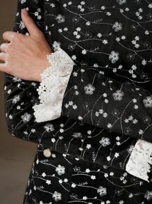 Anewsta Women's Modern Heavy Embroidered Lace Mini Dress Embroidery Women Outfit - Black - View 4