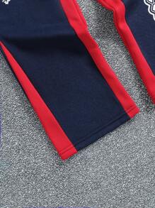 SHEIN Boys Cartoon & Letter Print Elastic Waist Drawstring Slanted Pockets Sports Sweatpants - Royal Blue - View 4