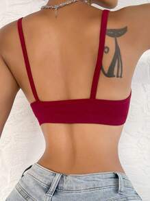 Solid Seamless Bralet - Burgundy - View 2