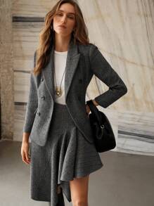 MOTF PREMIUM 对比亮片双排扣结构化西装外套