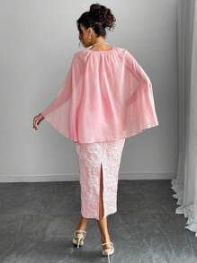 Chiquease Damen elegantes strukturiertes, skulpturales drapiertes Maxikleid, Damen-Outfit