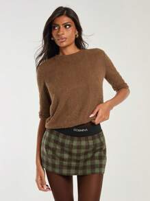 COSMINA Women's Solid Color Patchwork Minimalist A-Line Skirt, Casual Everyday Wear