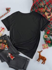 INAWLY T-shirt à col rond pour femmes, Noël, style simple, mode décontractée, porter au quotidien, t-shirts graphiques pour femmes, hauts