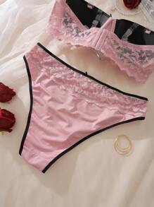 طقم حمالة صدر من الدانتيل بتصميم لاصق وحزام قابل للإزالة، مقاسات كبيرة، مثير