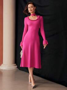 MOTF PREMIUM VÁY LEN CỔ VẺ ĐẦM - Màu Hồng Tươi - Xem 7