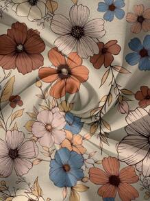 SHEIN Clasi 大码 V 领长袖花卉印花休闲衬衫