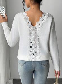 SHEIN LUNE New European & American Style Casual Loose Knit Sweater, Fashion Minimalist Knitwear For Women, Autumn/Winter