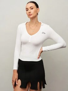Activina Women White V-Neck Seamless Long Sleeve Workout T-Shirt, Casual Fitness - White - View 4