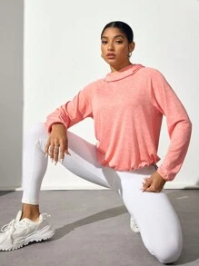 Women Raglan Sleeve Casual Daily Fitness Sports Long Sleeve Sweatshirt