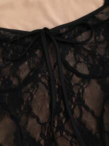 Sweetra Top à manches longues, col carré, nœud papillon en dentelle sexy pour femmes, tenue décontractée Y2K