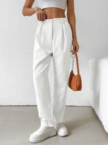 SHEIN EZwear Women Casual Versatile Solid Color Corduroy Pencil Pants