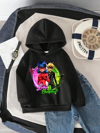 Miraculous Ladybug X SHEIN Kleine Jungen Lässiges Sweatshirt mit Cartoon-Grafik, geeignet für Herbst/Winter