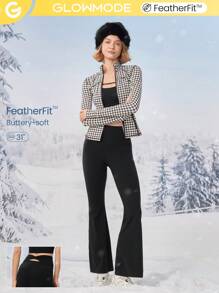 GLOWMODE 31" FeatherFit™ High Waist Flare-Leg Leggings Christmas Gifts Holiday  Low Impact Yoga Daily Spring Summer - Black - View 1