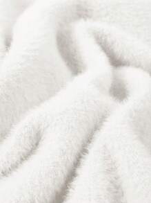 Franclia 1件女士保暖加厚圆领长袖舒适毛衣，加厚保暖针织套头衫，适合秋冬季节穿着 - 白色 - 查看 8