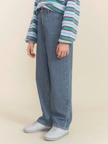 THE HAPPY LOOK Tween Boy Denim Pants With Striped Design, Casual And Fashionable For Daily Wear