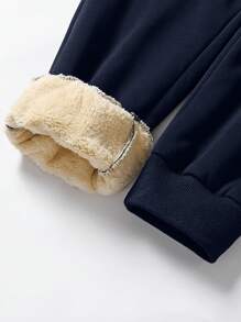 Manfinity Homme Men Solid Drawstring Waist Thermal Lined Pants