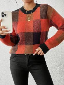 SHEIN LUNE 女士纯色休闲长袖套头毛衣