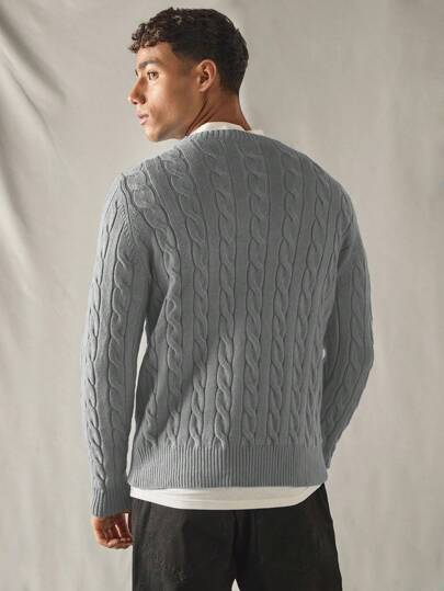 SWAVVY Suéter holgado de manga larga de punto casual para hombres, uso diario de moda, tejido de trenzas, para otoño e invierno