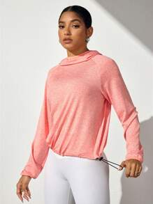 Women Raglan Sleeve Casual Daily Fitness Sports Long Sleeve Sweatshirt