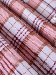 PrepCrw Girls Casual Plaid Loose Woven Dress, Pink College Style, Autumn/Winter