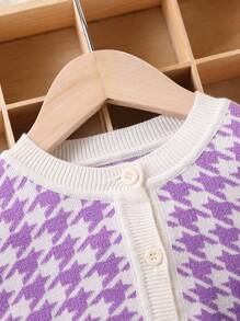 SHEIN Young Girl Solid Color Buttoned Patchwork Long Sleeve Simple Blouse And Jumper Dress 2 Pieces Set