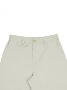 Manfinity Mode Pantalones casuales rectos y holgados de color liso para hombre, para golf