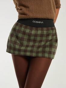 COSMINA Women's Solid Color Patchwork Minimalist A-Line Skirt, Casual Everyday Wear