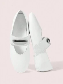 CUCCOO DOLLMOD White Flat Metal Buckle Round Toe Fashion Casual Shoes - White - View 2