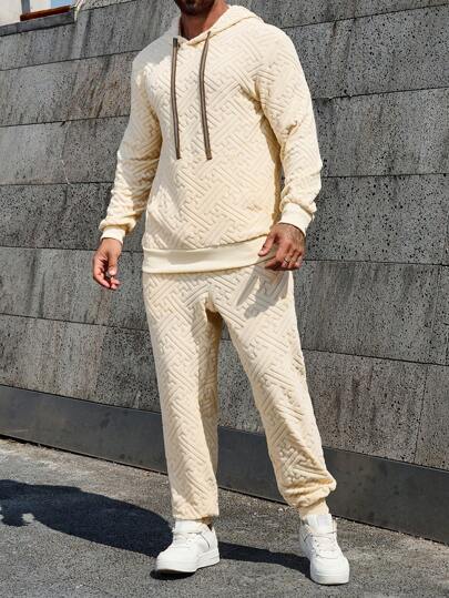 Manfinity Homme 大码男士套装纯色简约时尚休闲日常连帽衫和裤子