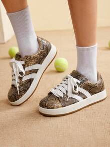 CUCCOO EASI Zapatillas deportivas casuales para mujer con estampado de piel de serpiente y cordones - Multicolor - Ver 4