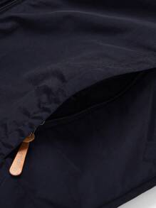 Manfinity Homme Men's Casual Front Zip Up Long Sleeve Hooded Jacket - Navy Blue - View 6