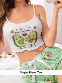 Women's Avocado Pattern Camisole Top - White - View 1