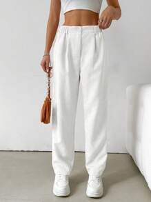 SHEIN EZwear Women Casual Versatile Solid Color Corduroy Pencil Pants