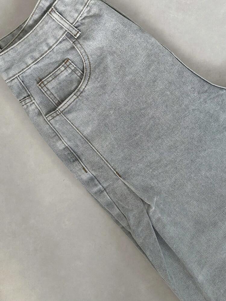 Washed-Out Wide-Leg Jeans For Women, Loose Pants,Baggy Jeans