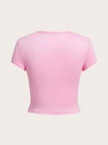 SHEIN EZwear 4pcs Set Women Casual Solid Color Round Neck Plus Size Short Sleeve T-Shirts, Suitable For Summer Suitable For Going Out