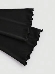 SHEIN MOD 女士黑色吊带修身长袖鱼尾下摆中长连衣裙 - 黑色 - 查看 3