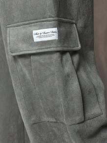 SUMWON Ultra Soft Suedette Straight Leg Cargo Jogger Pants Drawstring Waist Relaxed Fit Athletic Loungewear Casual Daily Comfort Streetwear Style - Grey - View 5